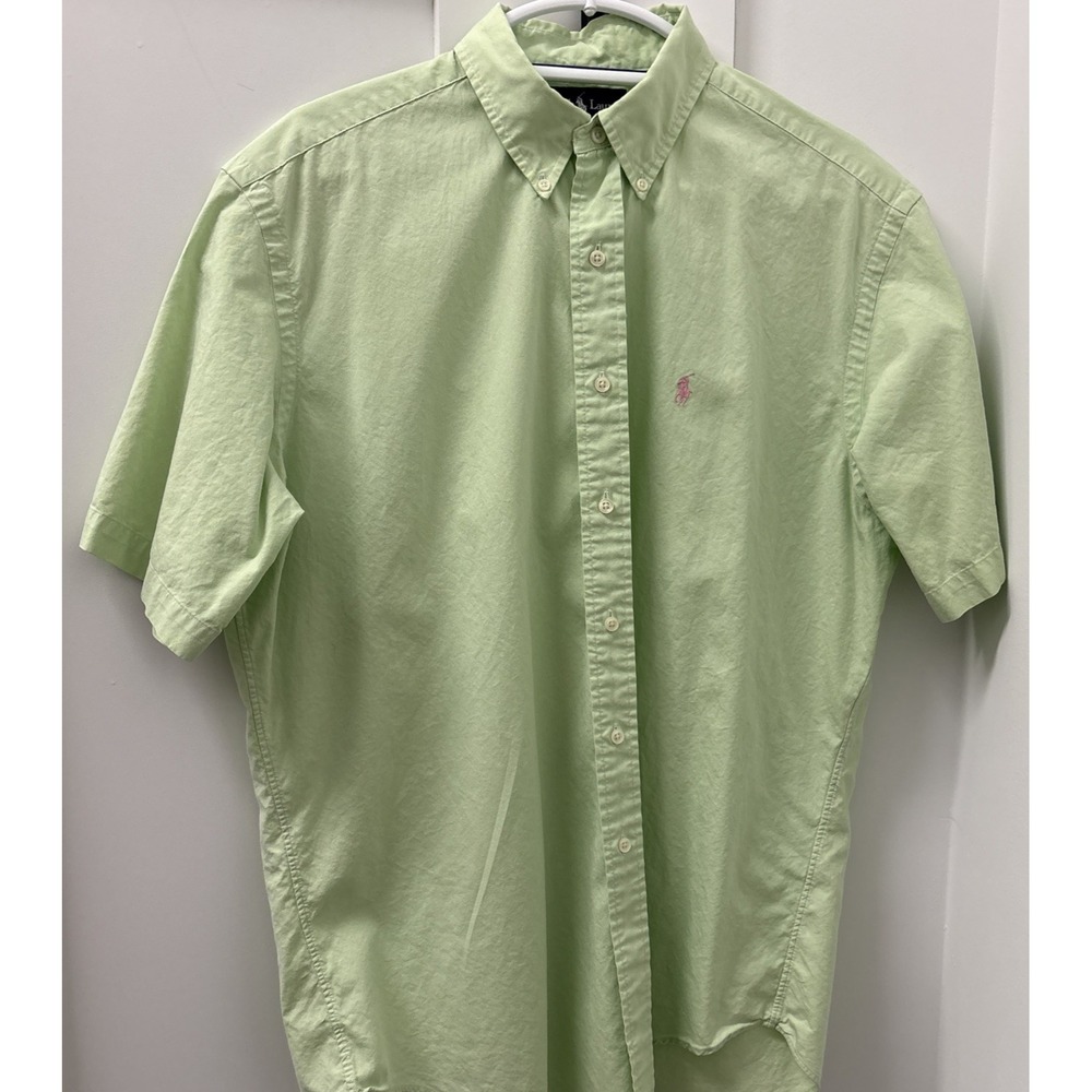 Ralph Lauren Classic Fit Shirt Mens Large Mint Green Short Sleeve Button Down